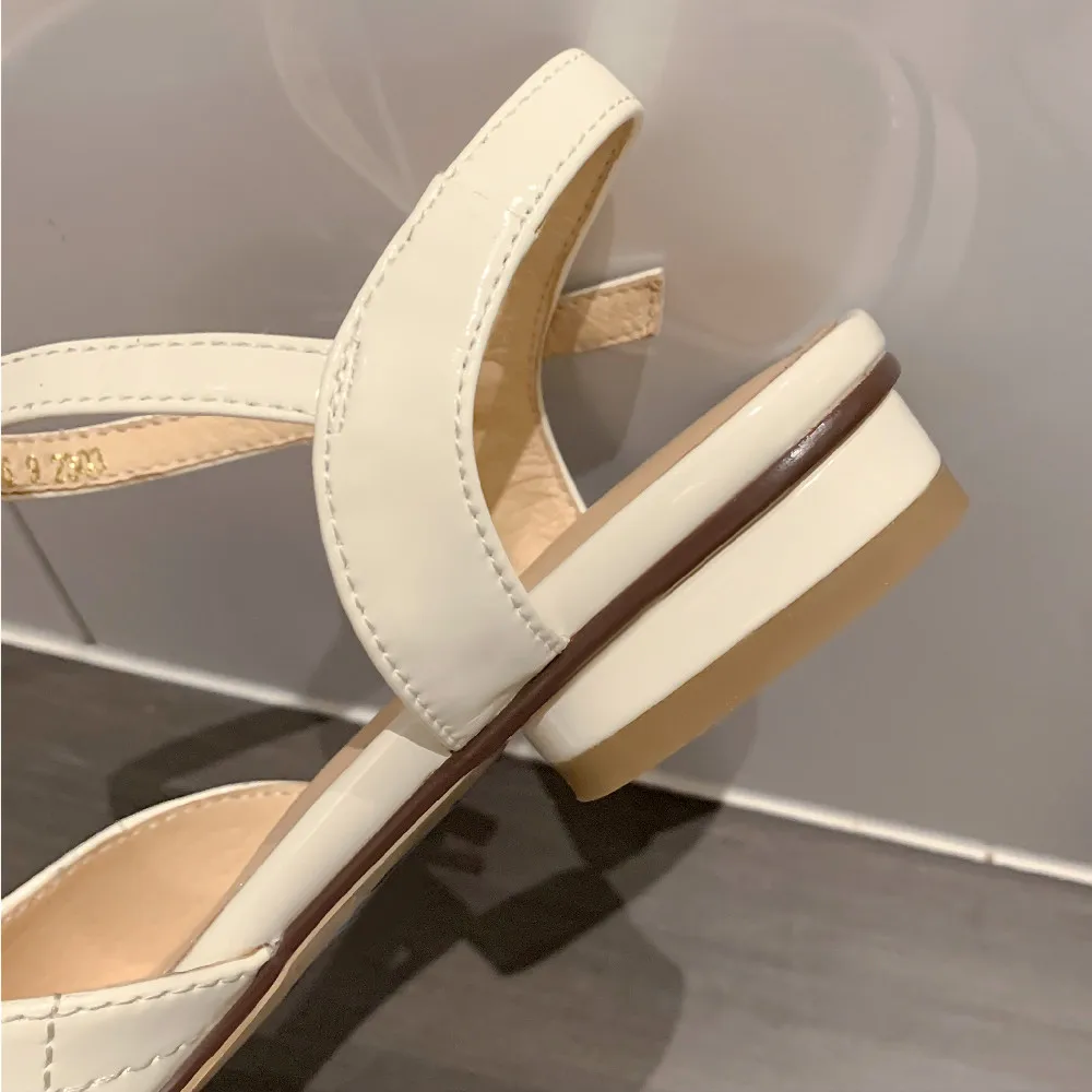 Women\'s genuine leather mix color patchwork pointed toe flats sandals flower decoration korean style casual summer shoes women