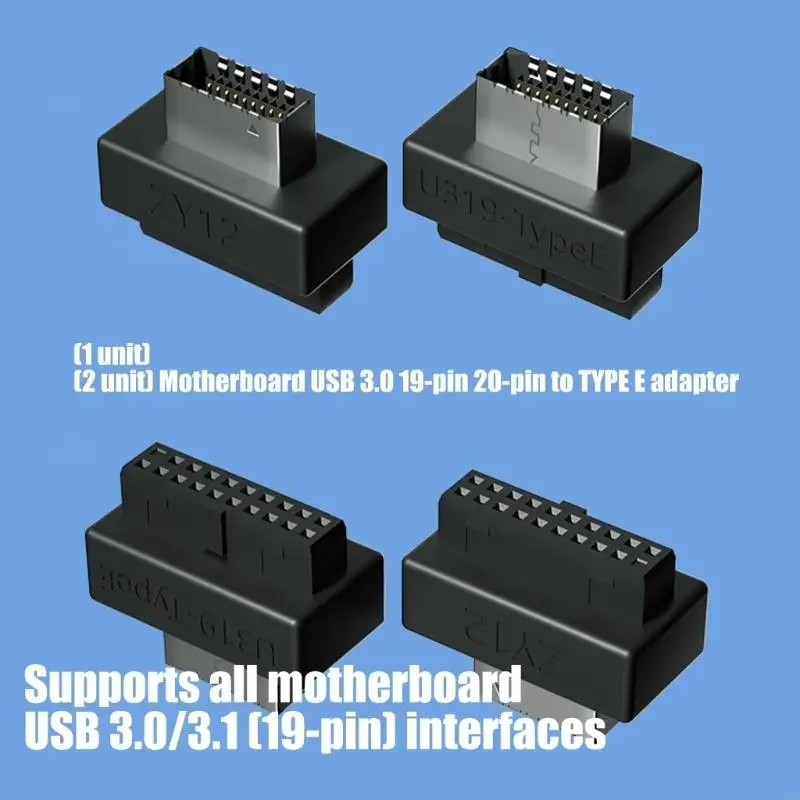 Efficient USB3.0 to Type E Converters Supporting 19Pin and 20Pin Motherboards Connection Quick Data Transfer Simple Toolless