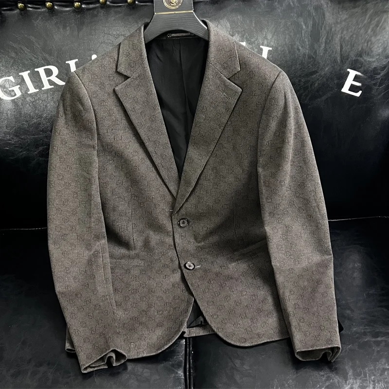 

Briti Sle Men's Slim Fit Casual Suit Jaet Autumn Spring Trendy Korean Sle k Flower Busin Casual Faion Ci Youth