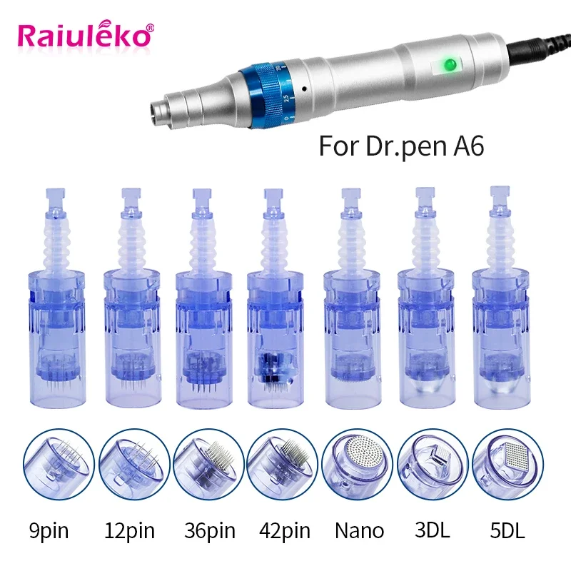 derma-pen-replacement-cartridges-100pcs-nano-3d-microneedling-blue-tips-bayonet-9-12-36-42-pin-needle-for-facial-skin-care
