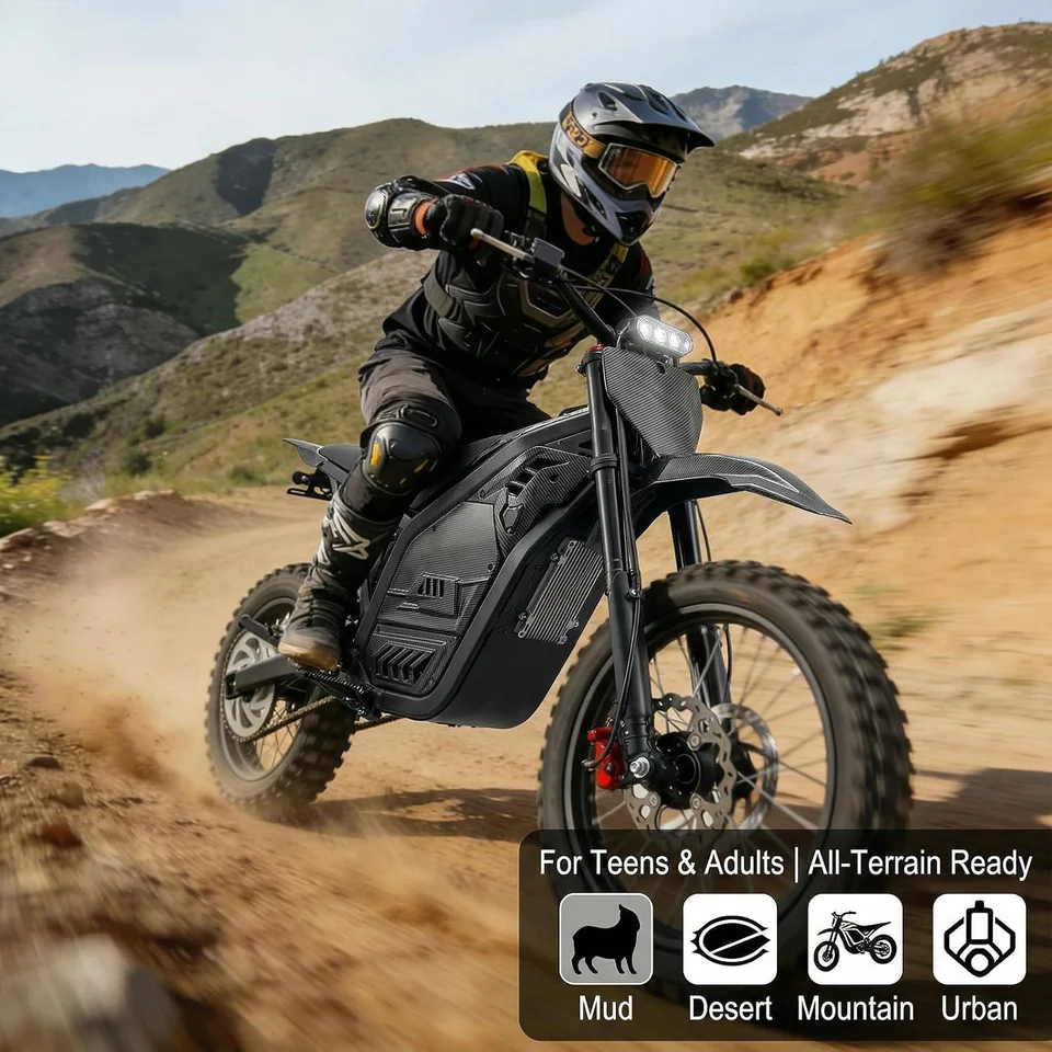 4000W Electric Dirt Bike 48V 23AH Battery Off-Road Motorcycle E-Bike Speed up to 45 Mph Dirt Bike 14/12" Fat Tire Electric Motorcycle image 8