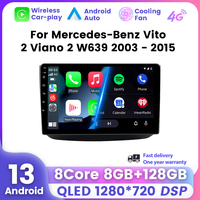 2Din Wireless CarPlay Auto Autoradio Stereo All in One Car Multimedia Player For Mercedes-Benz Vito 2 Viano 2 W639 2003 - 2015