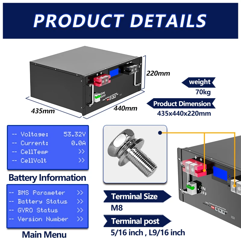 EU Stock 48V 280Ah Rack Mounted Lithium ion Battery 14Kwh Home Energy Storage System 48V Solar LiFePO4 Battery Pack