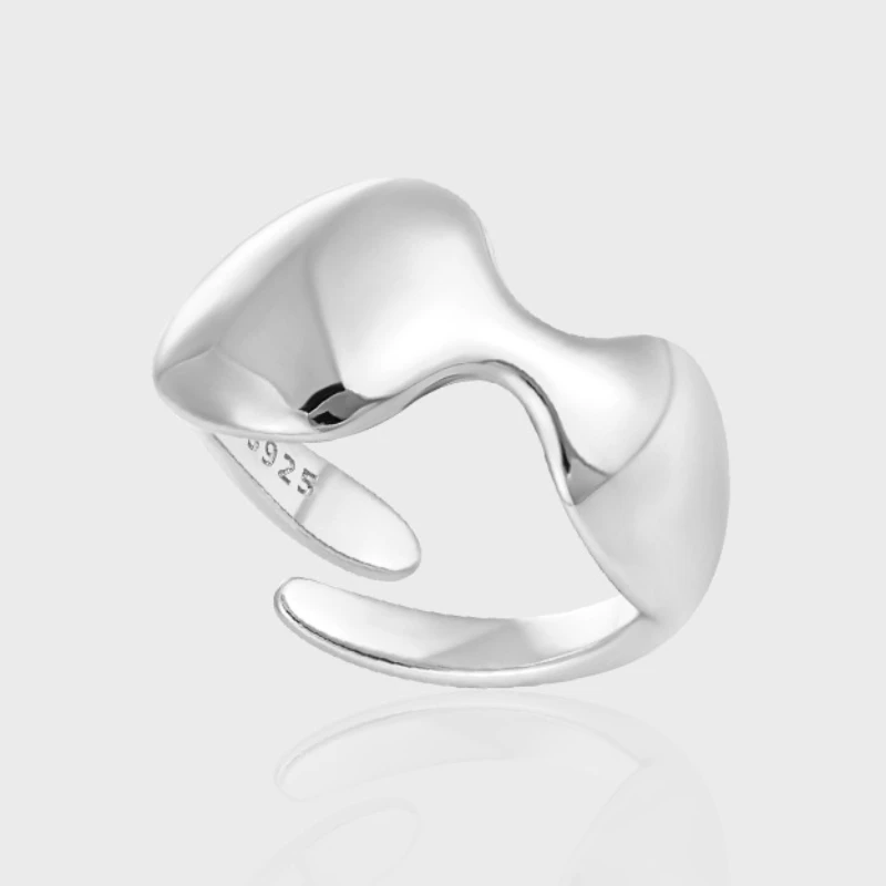 Anillo de plata de ley S925 para mujer, sortija ajustable, diseño Irregular, simplicidad Original, joyería fina de lujo, fábrica