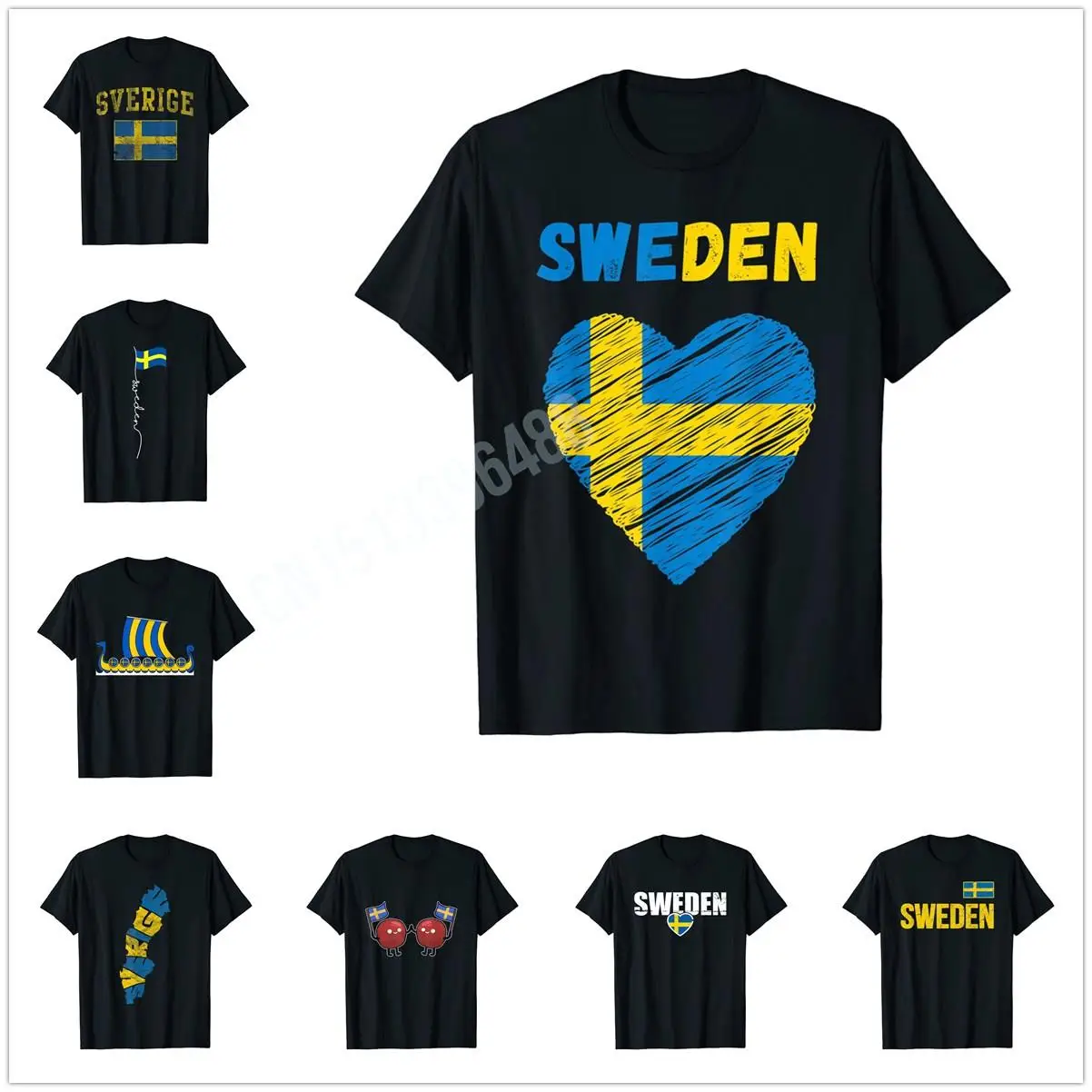 More Design I Love Sweden Love Sverige Swedish Roots T-Shirt For Men Women T Shirt Tops Cotton Tees