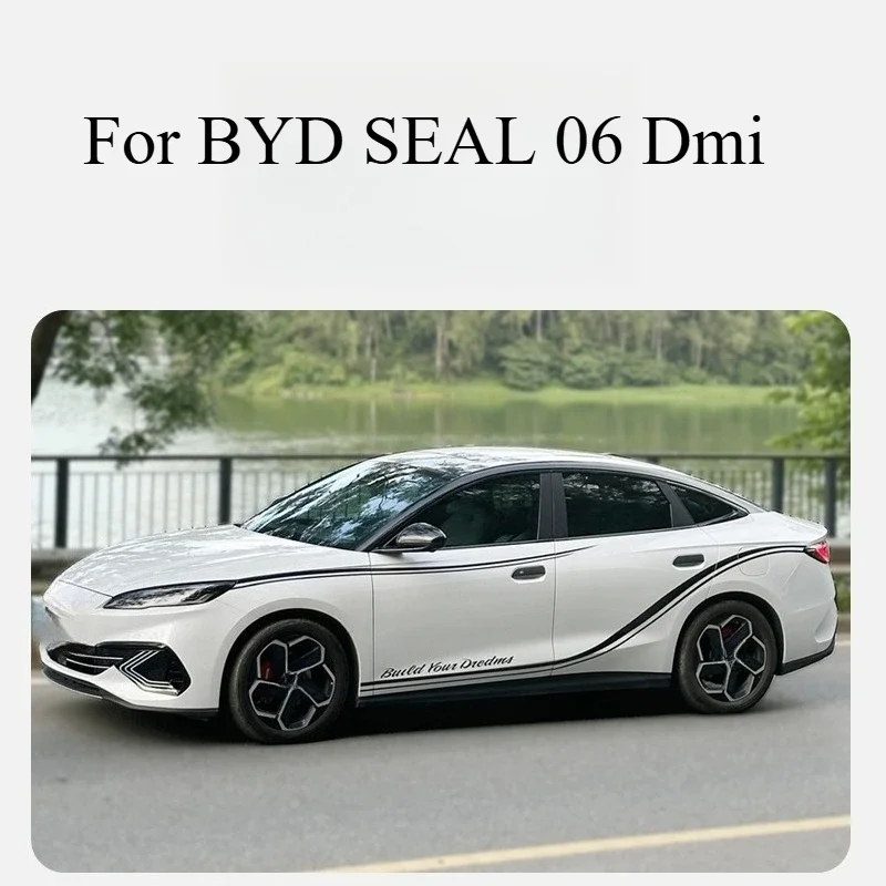 Персонализированная автомобильная наклейка с цветком латте для BYD SEAL6 DM-i, спортивная боковая юбка, линия талии