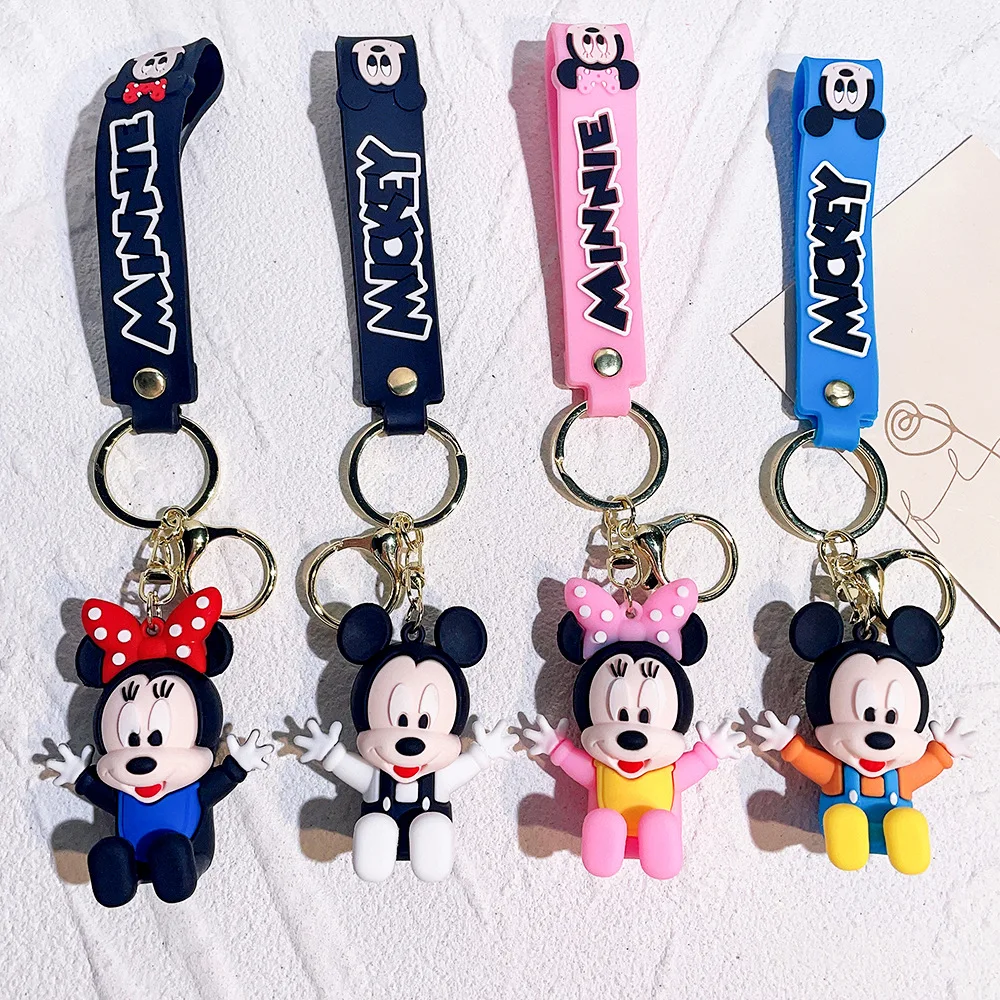 Anime Mickey Minnie Figure Keychain Cute Couple Bag Pendant Mickey Mouse Kawaii Key Chain Jewelry for Women Toy Kid\'s Xmas Gifts