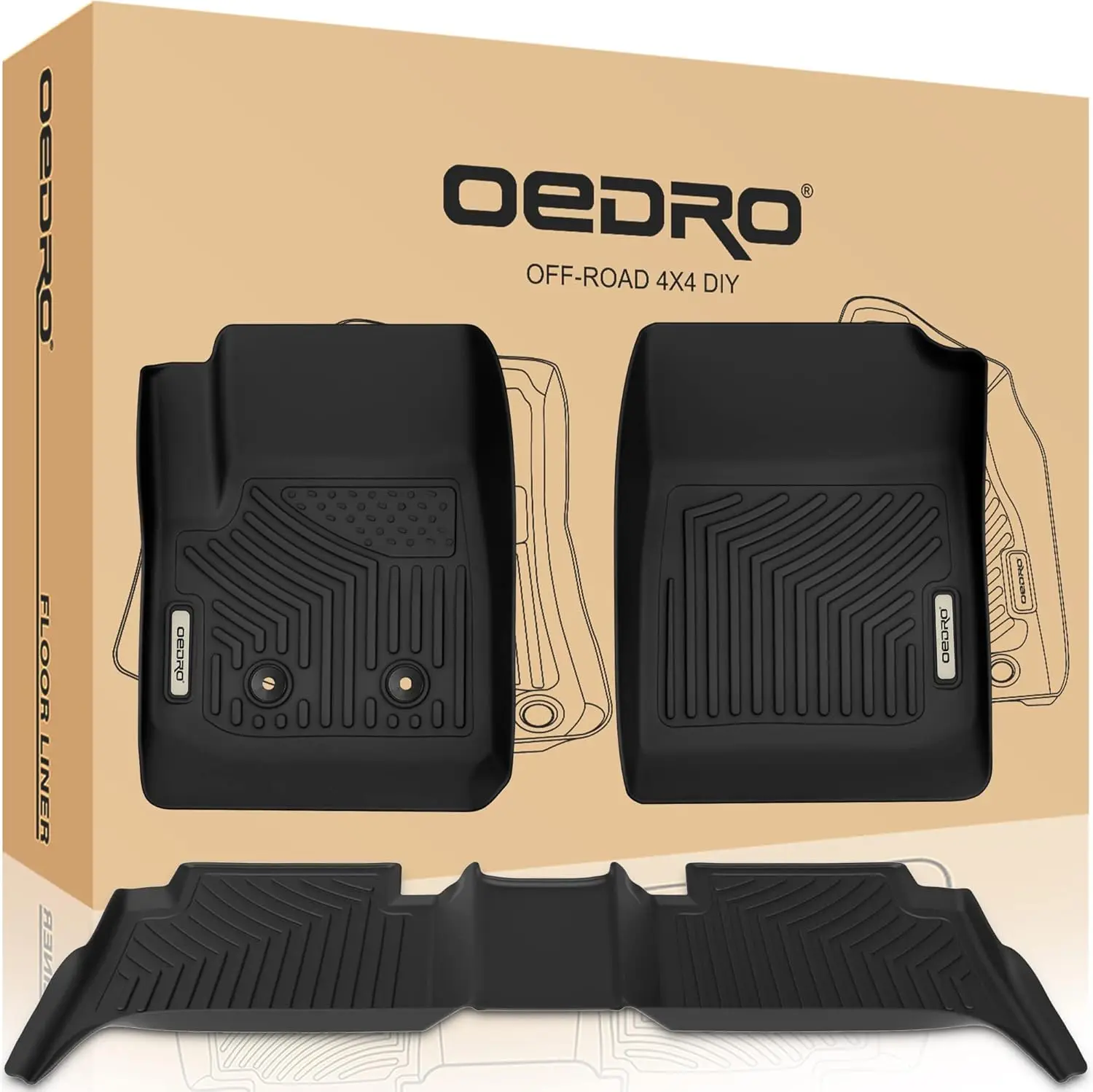 Floor Mats Fit for 2015-2022 Chevy Colorado Crew Cab/GMC Canyon Crew Cab,Unique Black TPE All-Weather Guard Includes 1st and 2nd