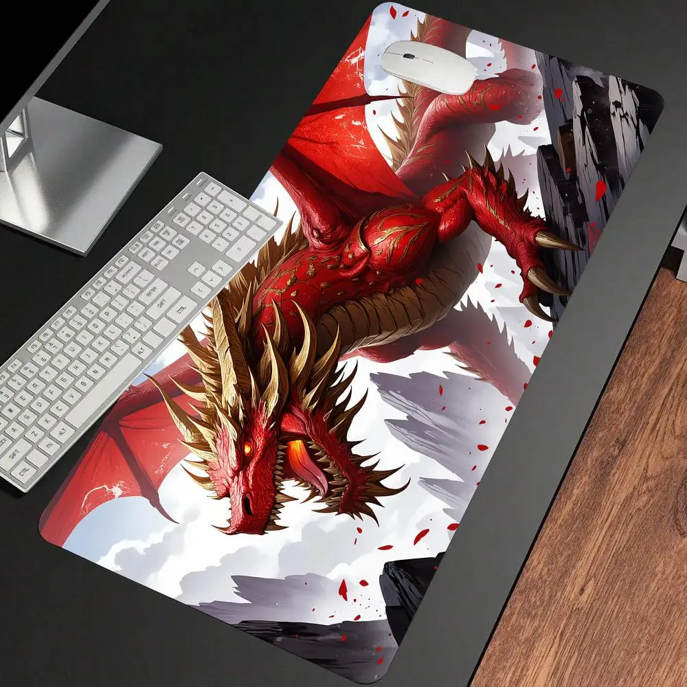 Red giant dragon playmat Mouse Pad rubber anti-slip base Desk Mat gamer pc accessories Gaming mat keypad expansion mousepad view 3