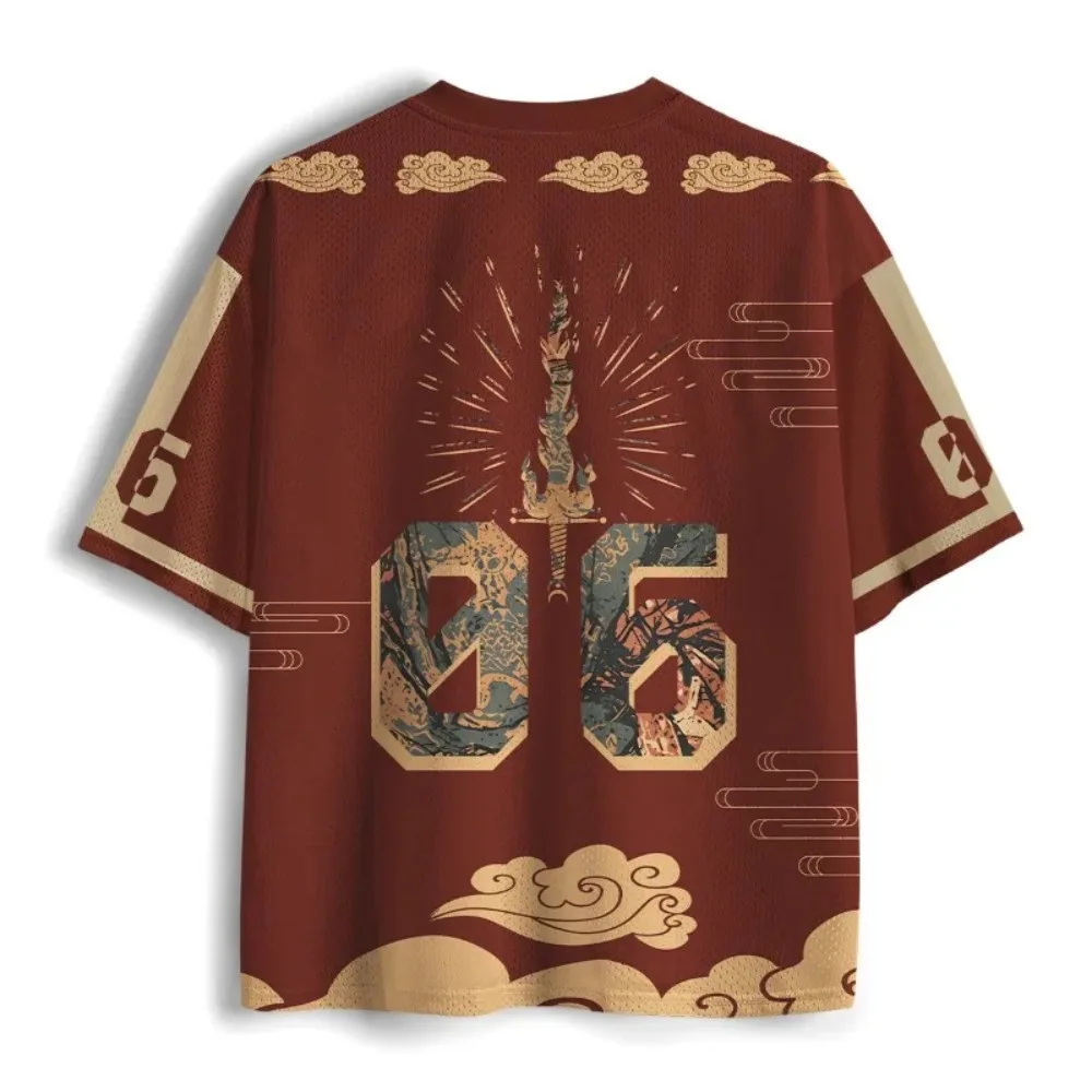 3D-Druck Herren V-Ausschnitt Locker Sitzendes Sport-Schnelltrocken-T-Shirt Sommer Neuer Stil Japanischer Katzenkrieger Lässiger Straßentrend. Eltern-Kind-Top – Detail 4