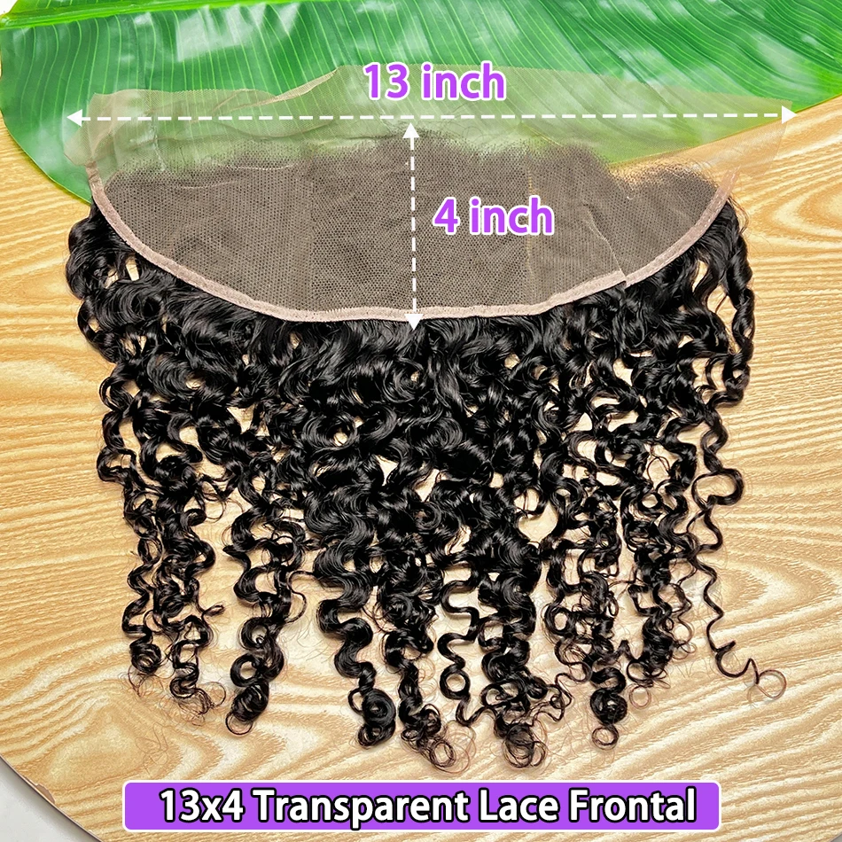 13x4 Transparent Lace Frontal Burmese Curly Human Hair Natural Color Preplucked Bleached Knots Invisible Lace Raw Virgin Hair