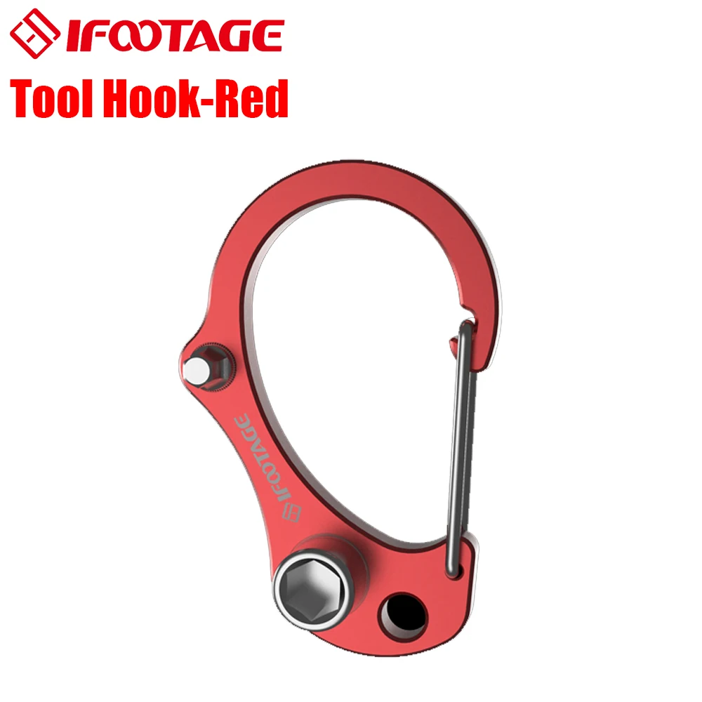 IFOOTAGE Tool Hook Red, Multifunctional 3-in-1 Camera Hex Tool with 4mm Hex Wrench, Handy 7mm# Hex Socket, Slotted Screw Tool