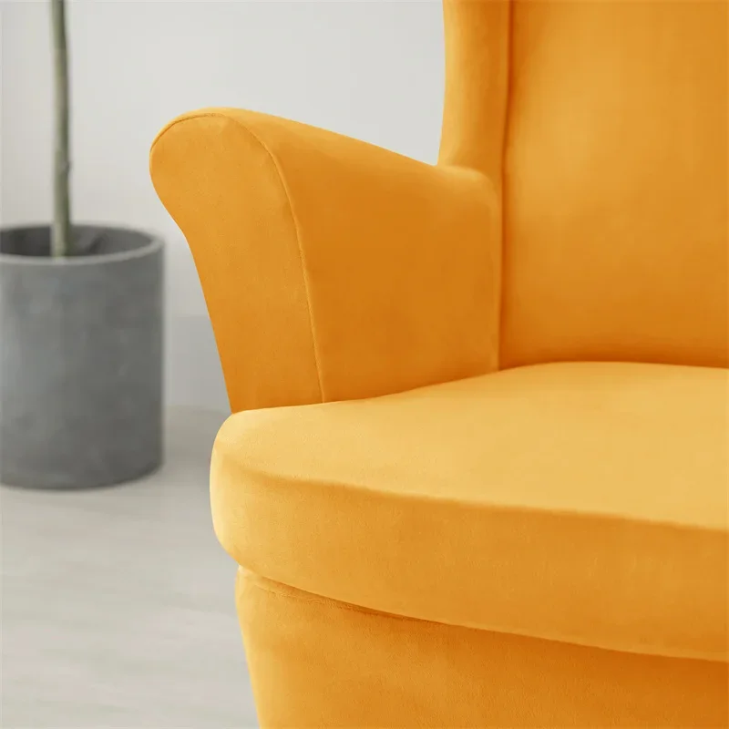 2pcs/set Velvet Wingback Chair Covers Stretch Wing Armchair Cover with Seat Cushion Cover Elastic Sofa Slipcovers Home Decor image 5