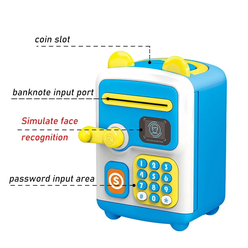 Piggy Bank Fun Simulated Face Recognition ATM Machine Auto Scroll Paper Banknote Birthday Present For Child Educational Toys