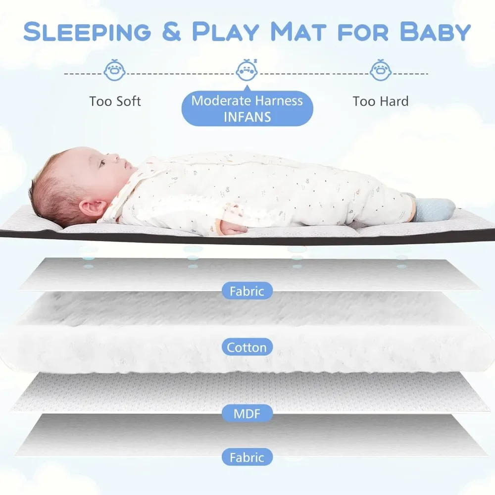 Pack and Play, 5 in 1 Baby Bedside Sleeper with Bassinet, Diaper Changer, Mattress, Carry Bag, Music Box Hanging Toys (Bear) image 3