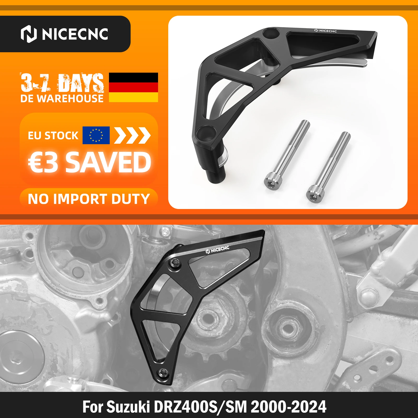 NICECNC 2000-2024 Für Suzuki DRZ400SM DRZ400S Motorrad Vorderes Kettenrad-Schutzblech Kettenschutz Aluminium DR-Z 400SM DR-Z 400S 2023 2022 2021 2020