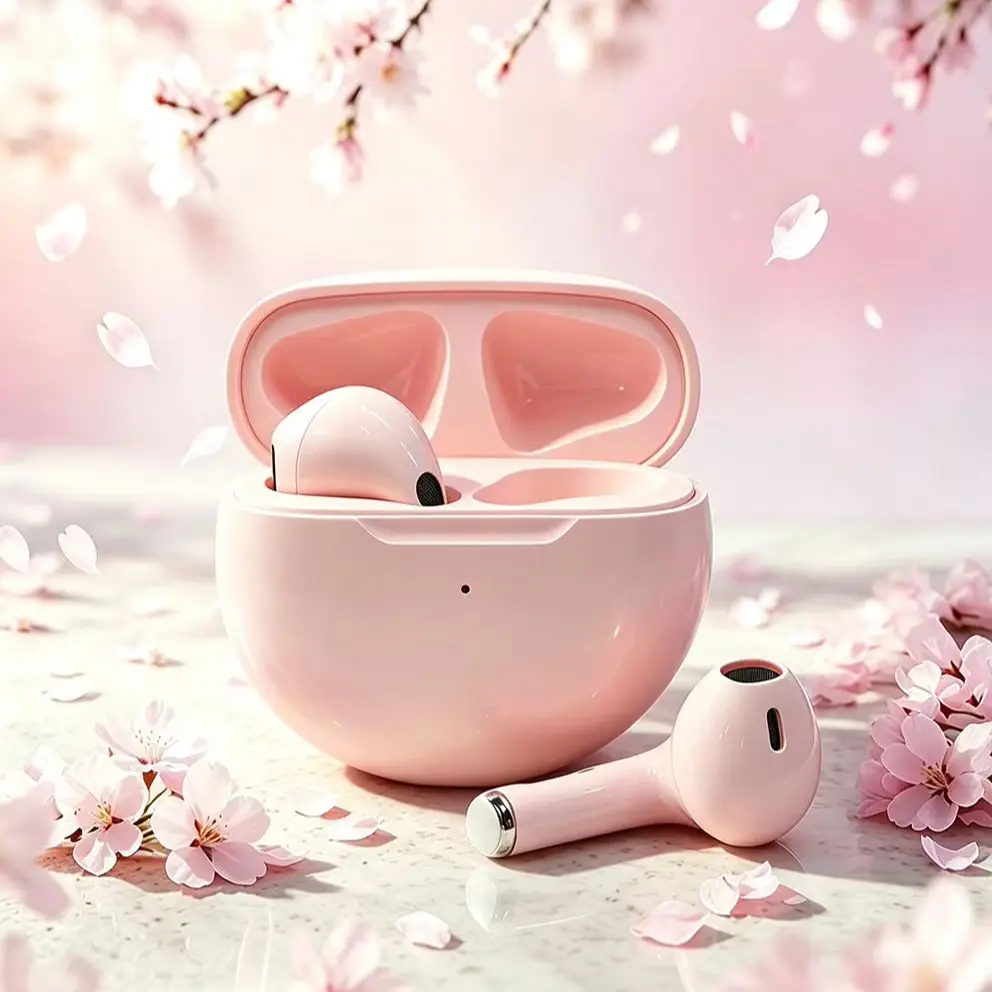 Wireless Bluetooth 5.3 Earbuds Pro6 New Upgrade Half In‑Ear Headphones Dreamy Lavender Purple Touch Control Stereo Bass HD Call