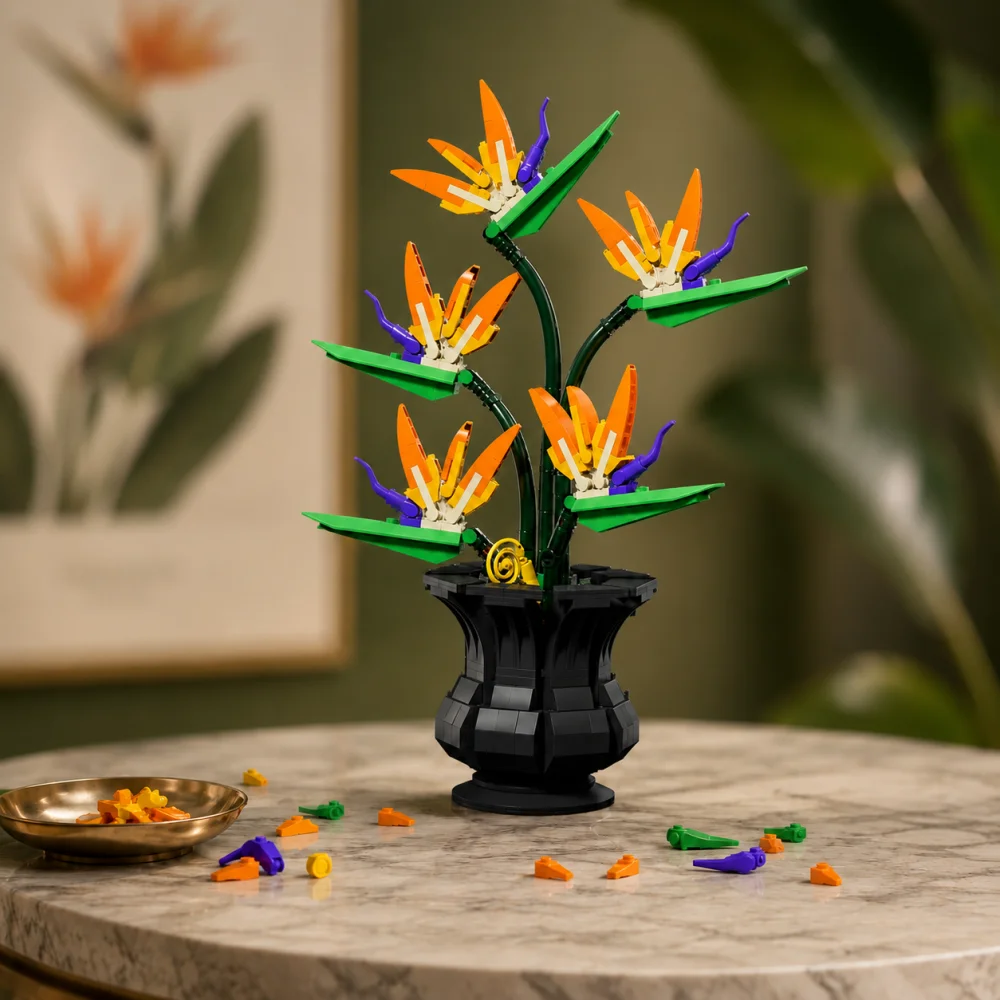 Bonsai Building Blocks Kit, 451Pcs Bird Of Paradise Detailed Flower Bouquet, Creative DIY Plant Home Desktop Ornament Gift view 2
