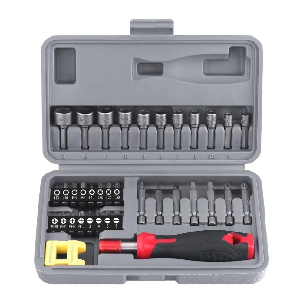 

Handle Driver Hex With Bit Holder Power Tool Accessories 36pcs Socket Screwdriver Bit Set 1/4 Inch Quick-Release