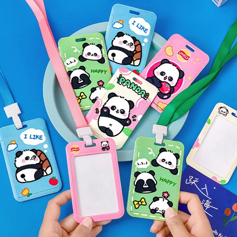 Panda Printing Lanyard Card Cartoon Professional Useful Multifunction Wear-resistant Card Cover Badge Holder