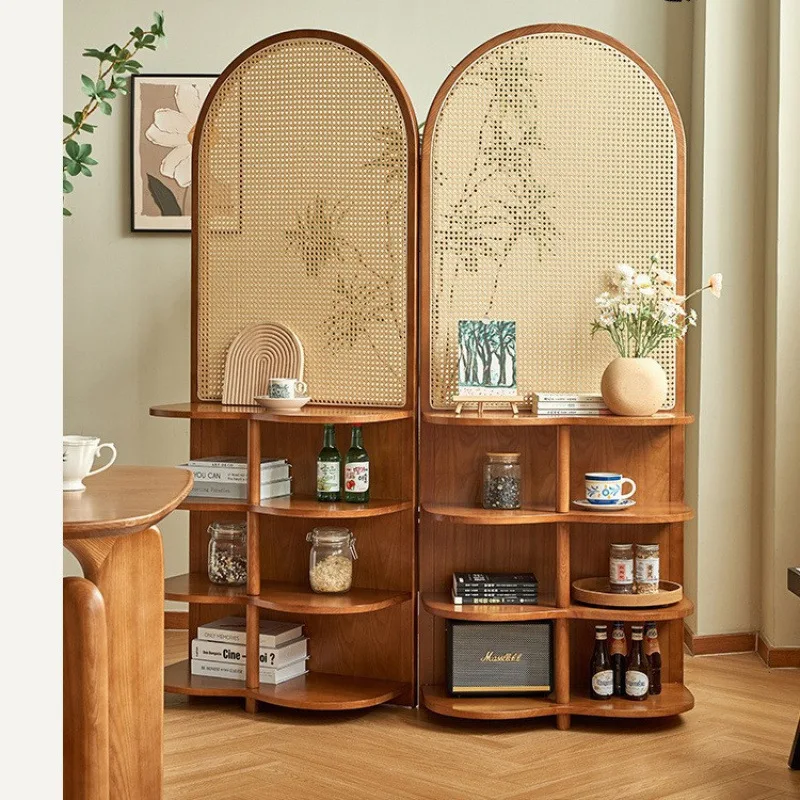 Customized display screen, entrance hall, facing the door wall, corner cabinet, retro method storage storage seat screen
