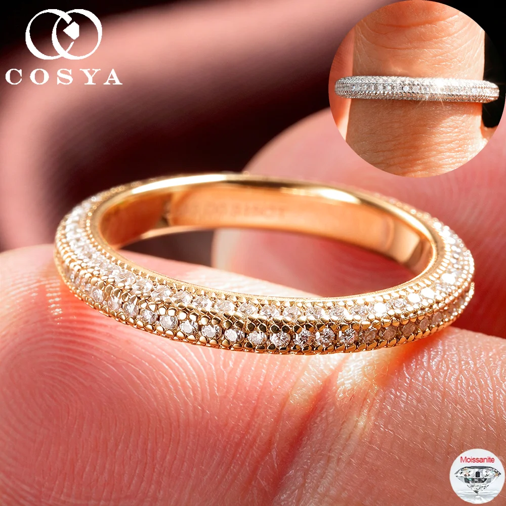 Moissanite Eternity Band Ring Stackable - COSYA Kadınlar İçin Tam Moissanit Taşlı