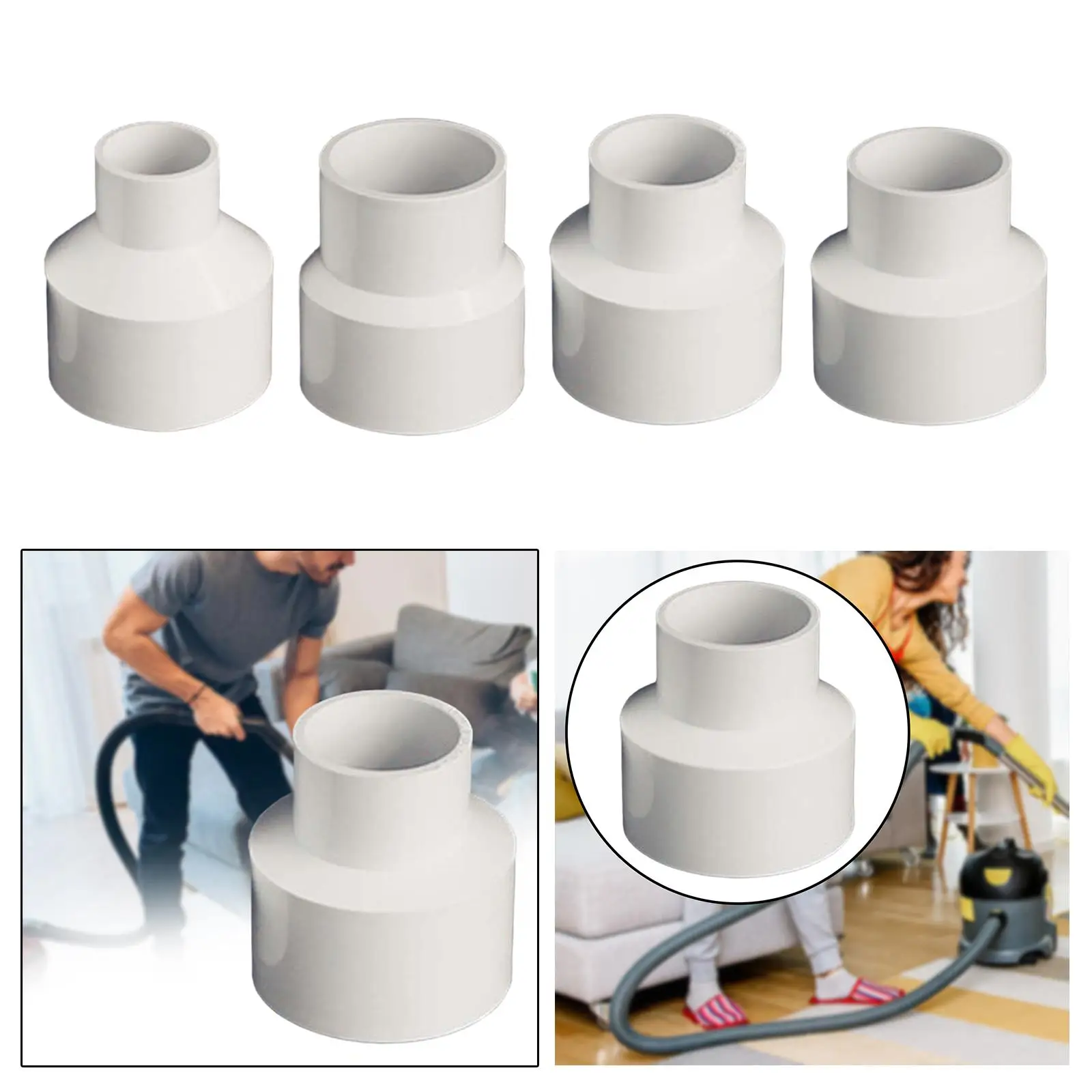 PVC Dust Collection Pipe Connector Vacuum Hose Adapter Reducer for Cyclone Separator Industrial Cleaner Workshop Extraction