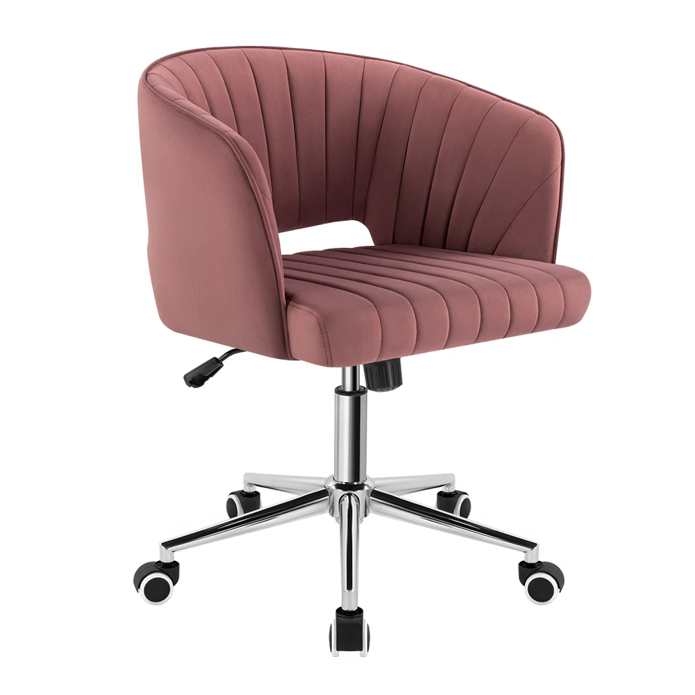 KKTONER Bureaustoel Fluwelen bureaustoel Draaifauteuil Leuke moderne stoffen thuiskantoor Bureaustoelen met wielen Verstelbare stoel