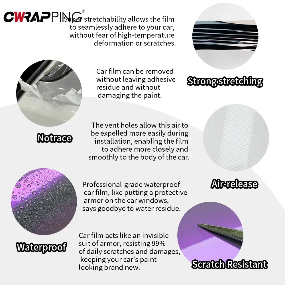 ملصق سيارة لامع رمادي أرجواني أفلام التغليف الفينيل فقاعة الحرة ملصقات الإناث السيارات الخارجي الداخلية لسيارات BMW أودي الملحقات