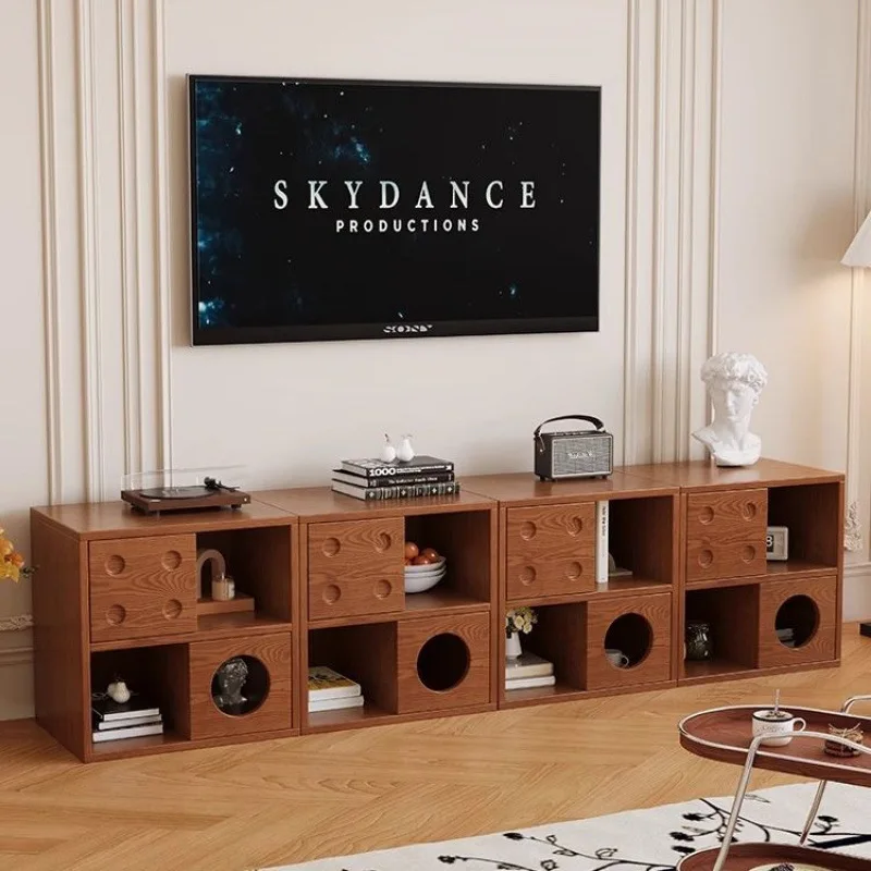 Kartentürschrank aus massivem Holz im mittelalterlichen Stil, Schlafzimmer, Wohnzimmer an der Wand, Schubladenschrank, Heim-TV-Schrankmodul