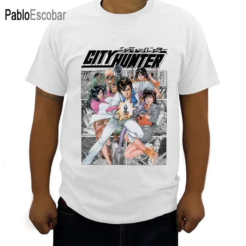 2024 City Hunters T Shirt Retro Manga Cover Style Anime Design Fashion Active T-shirt Casual Funny Style Unisex Men Women Tee