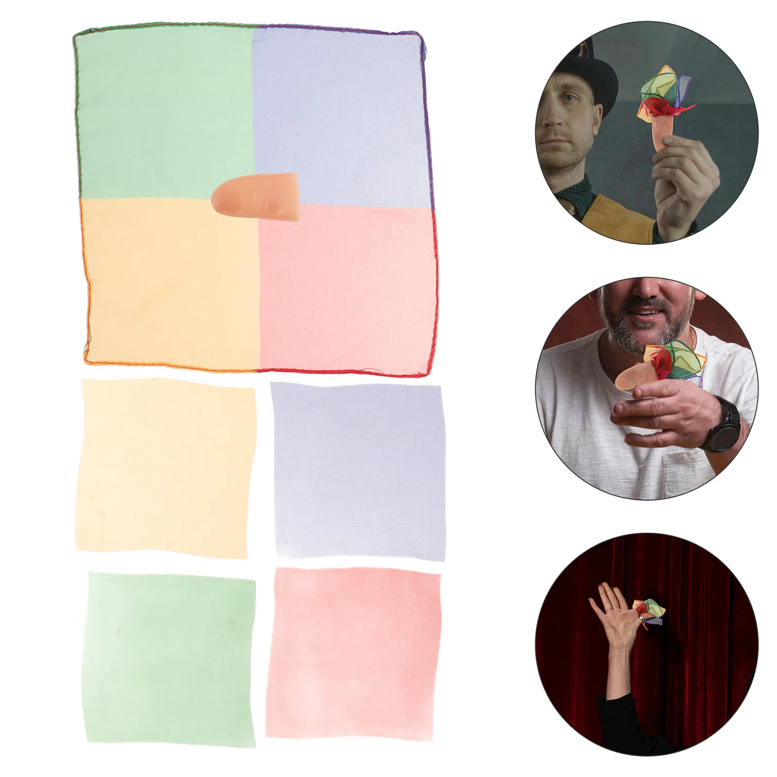 

Fake Thumb Tip Disappearing Silk Gimmick Realistic Finger Sleeve Close Up Illusion Magician Stage Show Prop