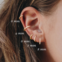 Stainless Steel Small Round Circle Hoop Earrings for Women Crystal Zirconia Minimalist Huggie Thin Cartilage Earrings Jewelry