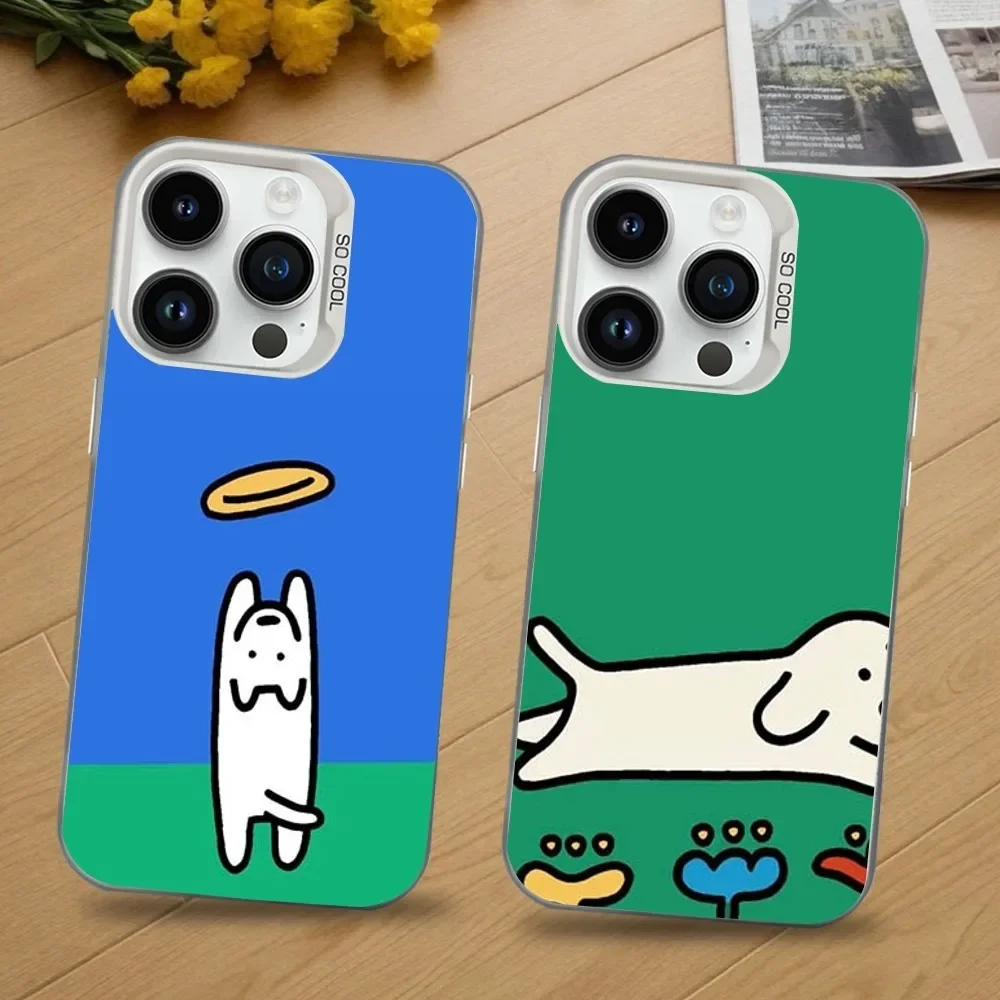 

Cute Cartoon Dog Animal Phone Case For iPhone 16,15,14,13,12,11,Mini,Pro,SE,MAX White Matte Shockproof Cover