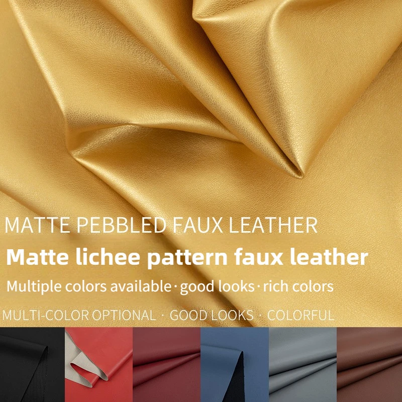 

Матовая ткань из синтетической кожи с узором личи на метр для куртки, одежды, брюк, пальто, шитья своими руками, водонепроницаемая мягкая ткань, однотонная
