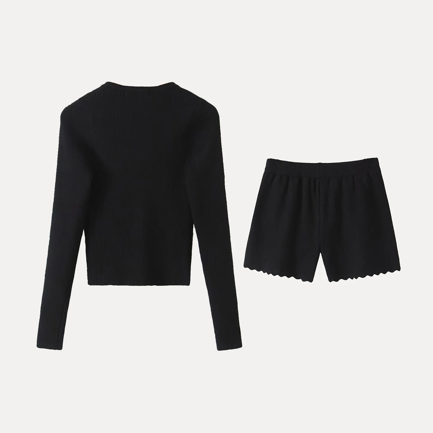 

Women's Knitted Long Sve Open Cardigan ort Pants Set Single Button Summer Faion Wave Design Breathable Medium Weight