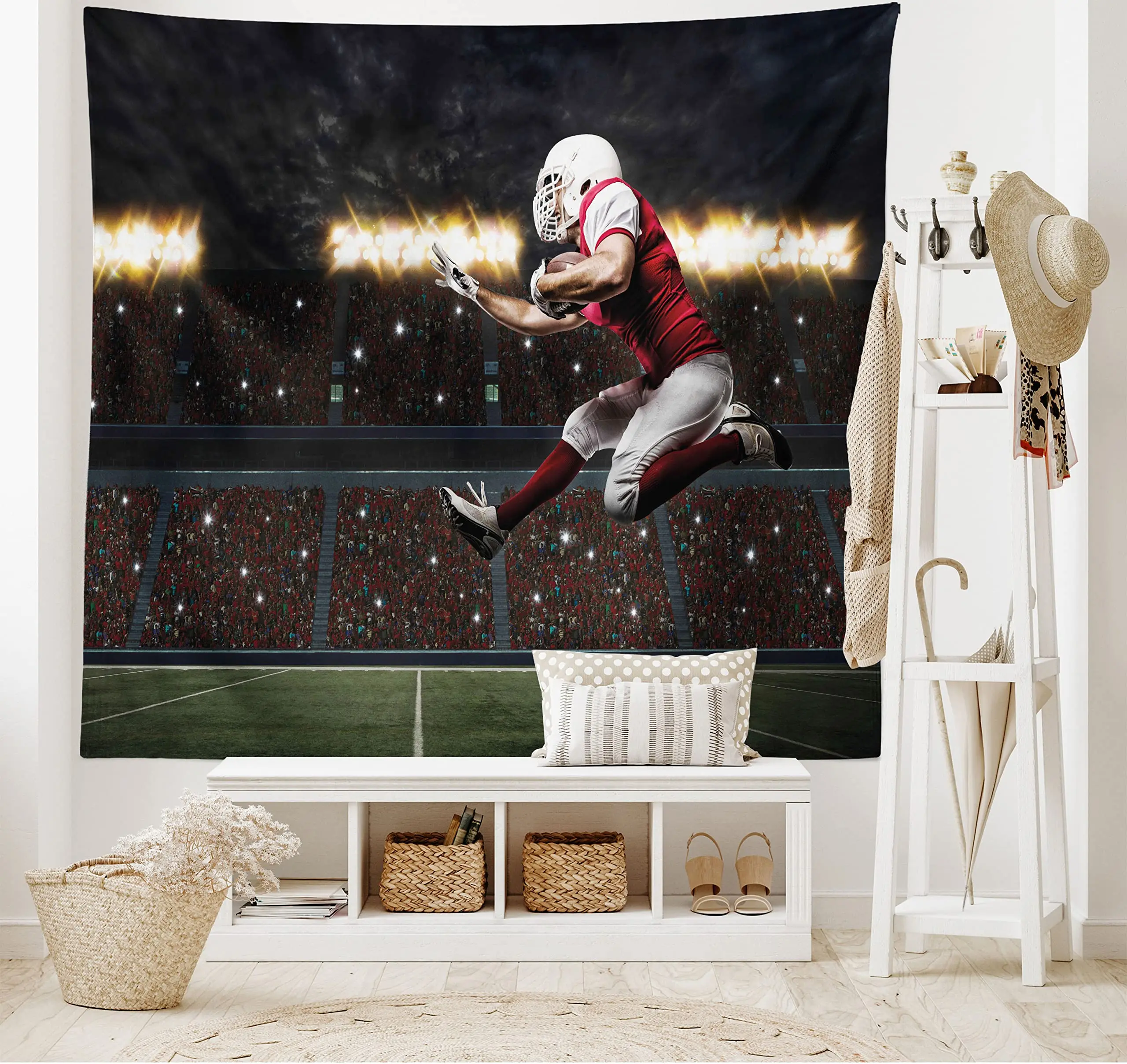 

American Rugby Tapestries for Kids Teens Man Bedroom Sports Theme Football Athlete Tapestry Wall Hanging for Living Room Decor