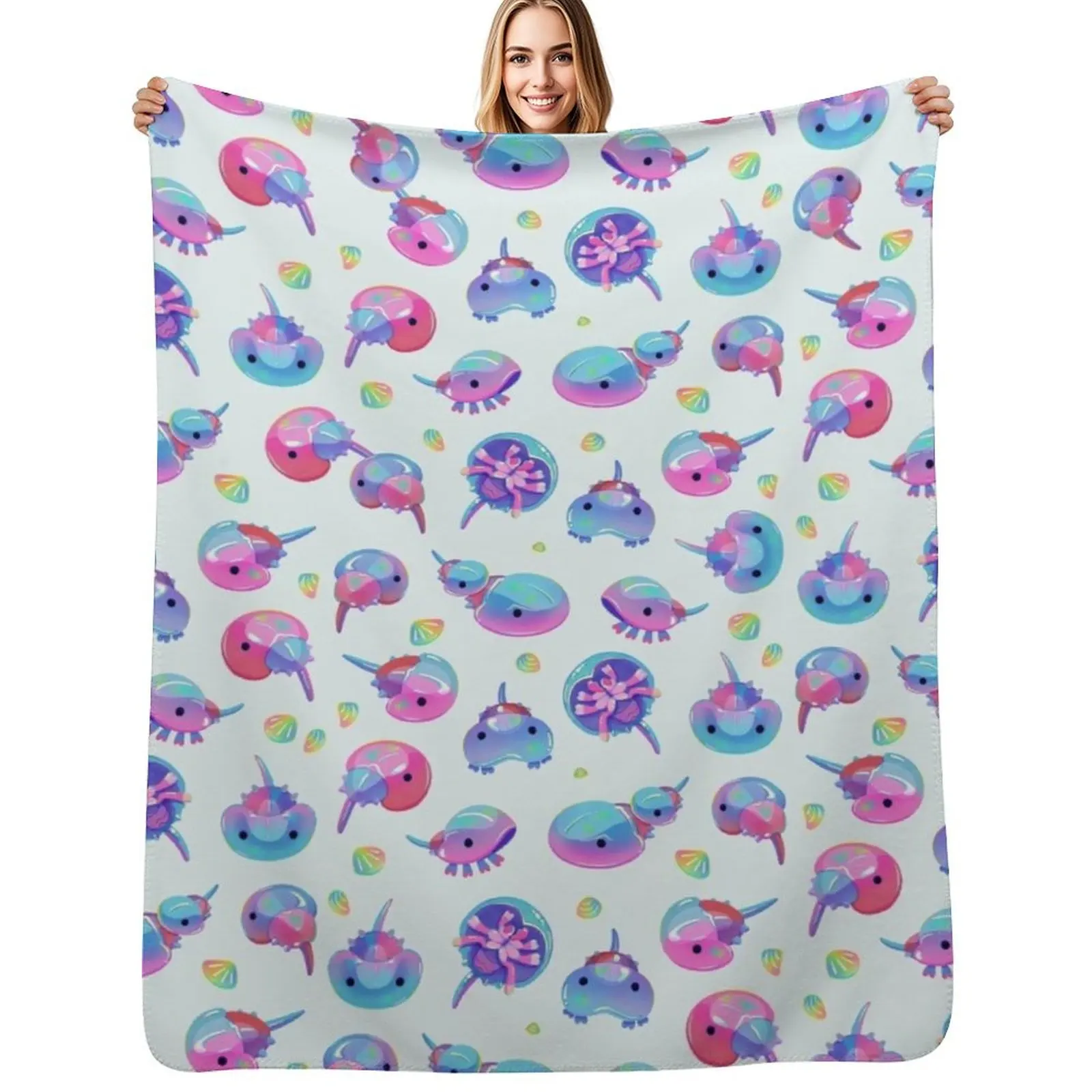 

Horseshoe crab Throw Blanket Beautifuls Furrys Flannel Fabric valentine gift ideas Blankets