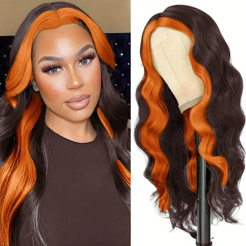 

Парик из синтетических волн Средний парик Женский темно-коричневый парик с глубокими корнями Естественный внешний вид Длинный волнистый парик Парик из синтетического волокна