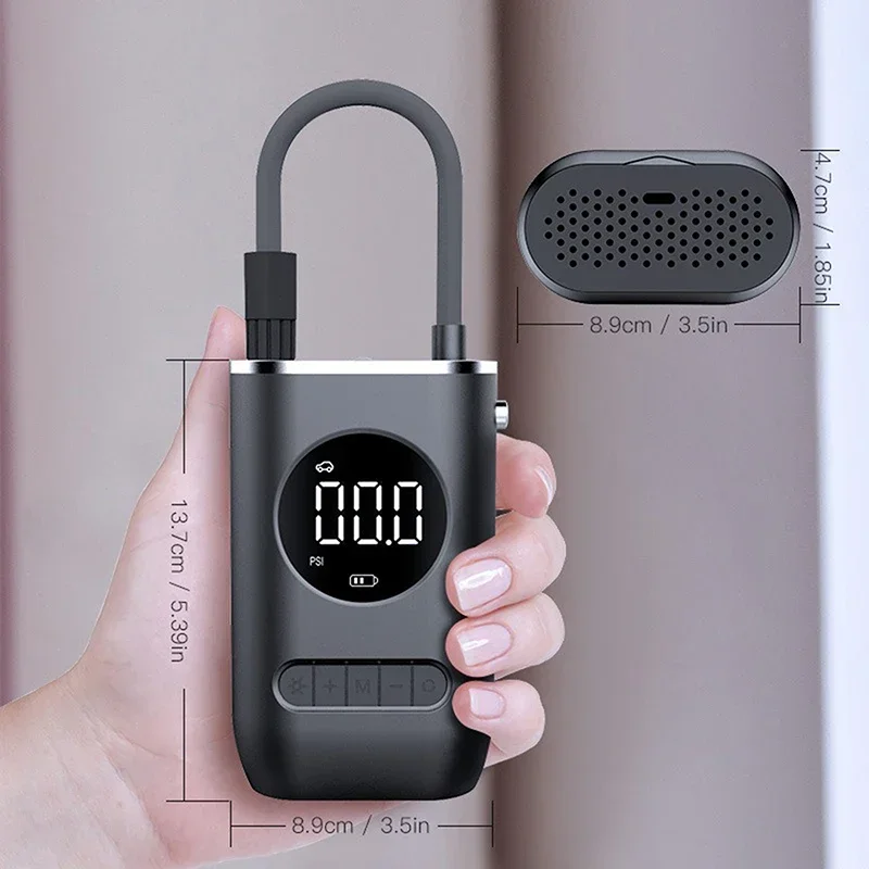 منفاخ إطارات محمول مضخة هواء رقمية، ضاغط هواء لاسلكي مع ضوء LED، مضخة ضغط الإطارات القابلة لإعادة الشحن 150 رطل لكل بوصة مربعة