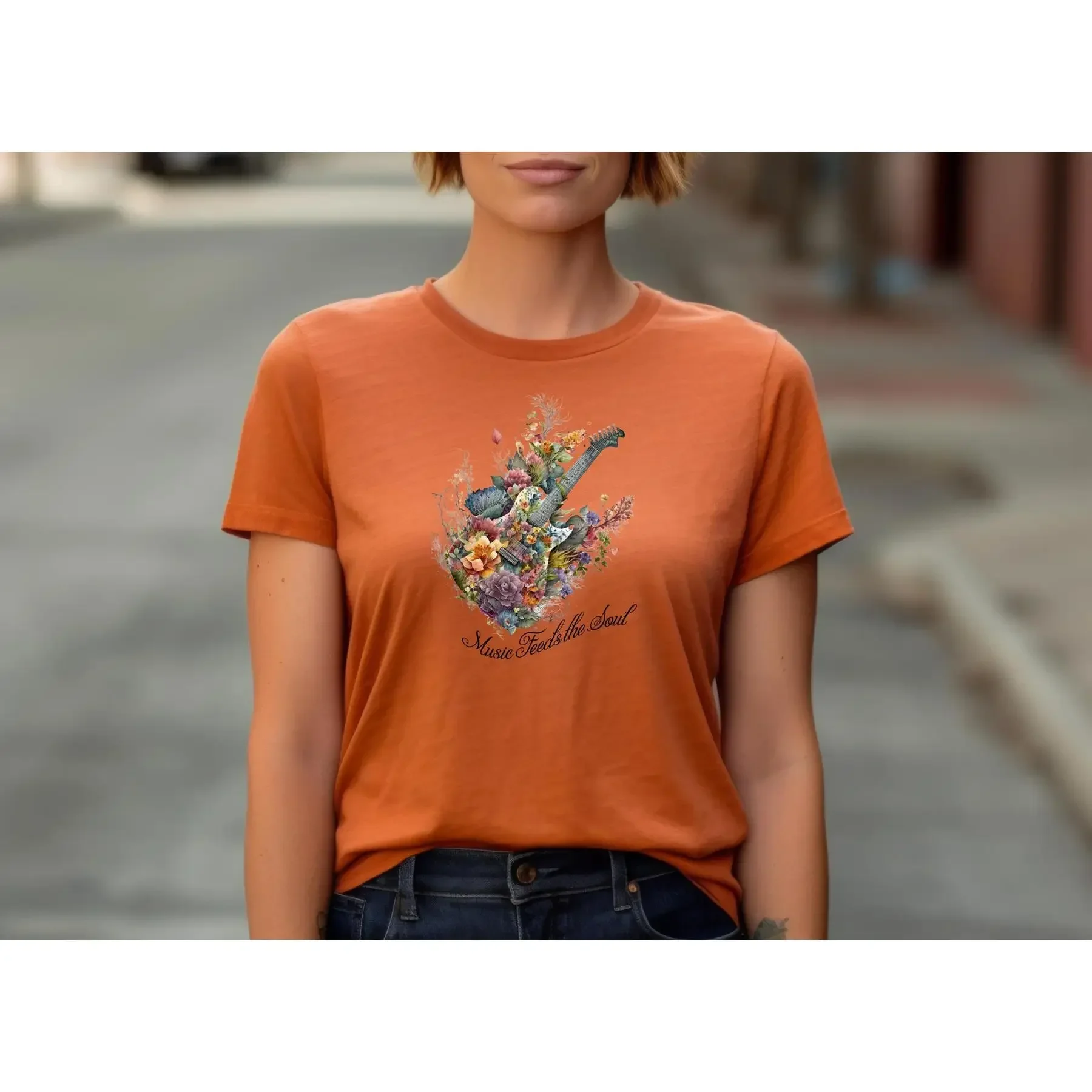 Music Feeds the Soul Guitar T Shirt Tshirt Graphic T s 100 Cotton Multiple Colors Available