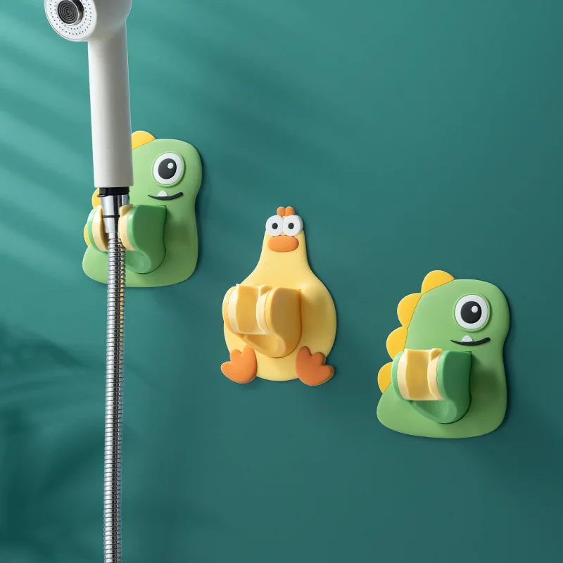 

Wall Mounted Shower Head Holder Cartoon No Punching Shower Mounting Brackets Adjustable Animal Sprinkler Fixation Base