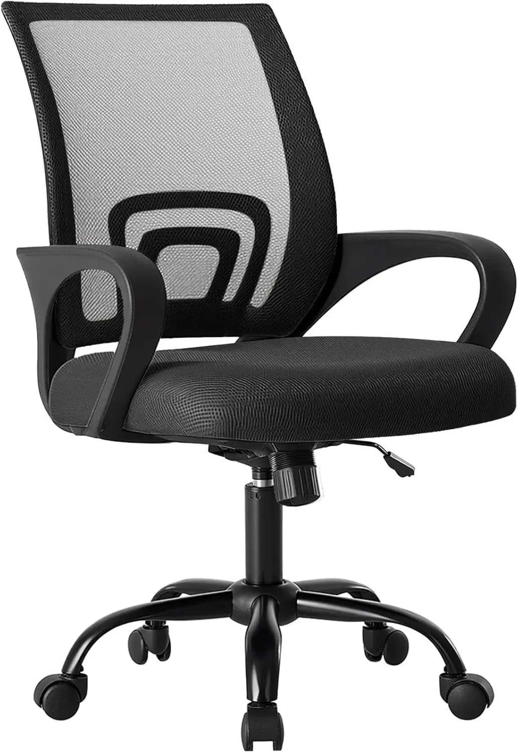 Ergonomic Office Chair with Lumbar Support, Height Adjustable, 360° Swivel, Black for Computer and Gaming