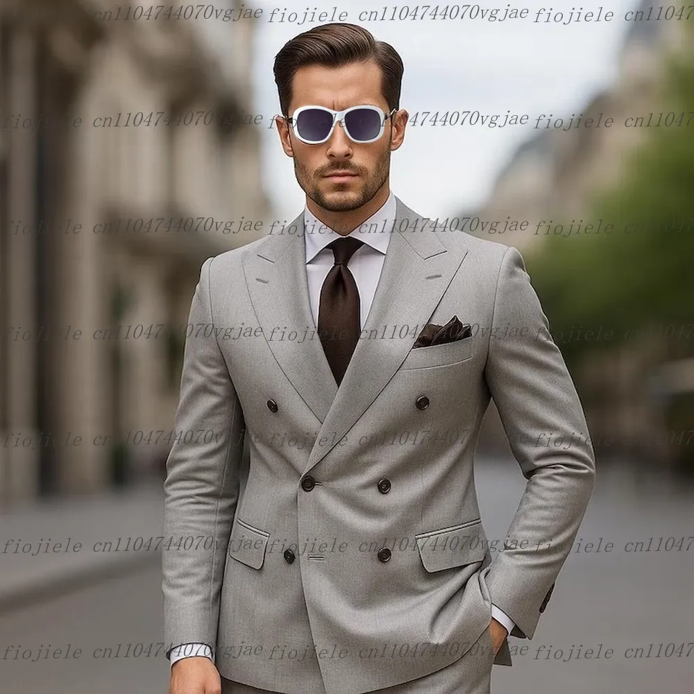 

Новый серый мужской костюм для торжественных случаев, свадебная вечеринка, жених, жених, деловой выпускной, мужские смокинги на заказ, комплект из 2 предметов, куртка, брюки