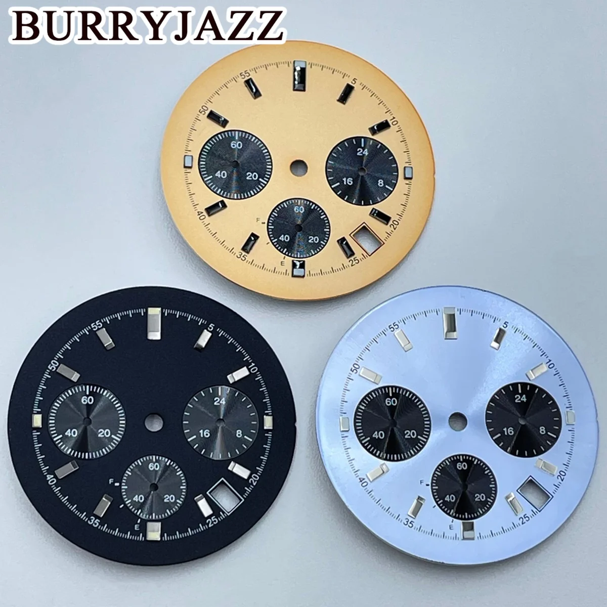 BURRYJAZZ 32.5mm 6 Hands Green Luminous Dial Used For Quartz Movement VK63 VK63A Timing Indicator Watch Modification Accessories