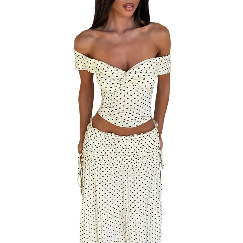 

CYL-2 Piece Skirt Sets For Women Summer, Sleeveless Tube Top Bodycon Maxi Skirts