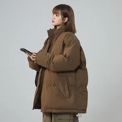 Autumn Winter New Women Jacket Cotton-padded Clothes Short Korean Fashion Stand Collar Thicken Bread Jacket Female Coat