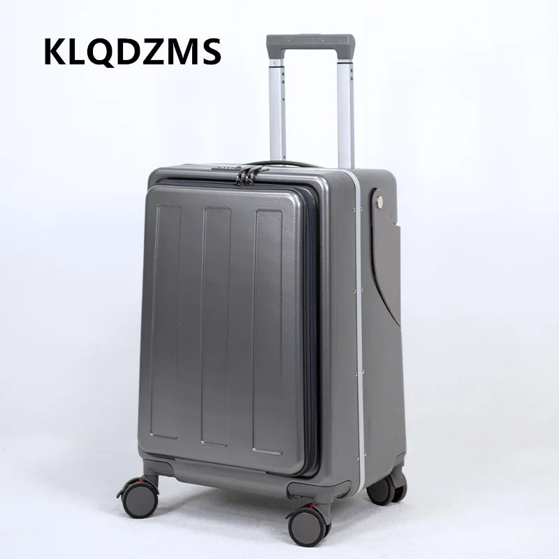 KLQDZMS New Suitcase Front Opening Trolley Case 22 Inches Aluminum Frame Password Box Cart Type Travel Bag Rolling Luggage
