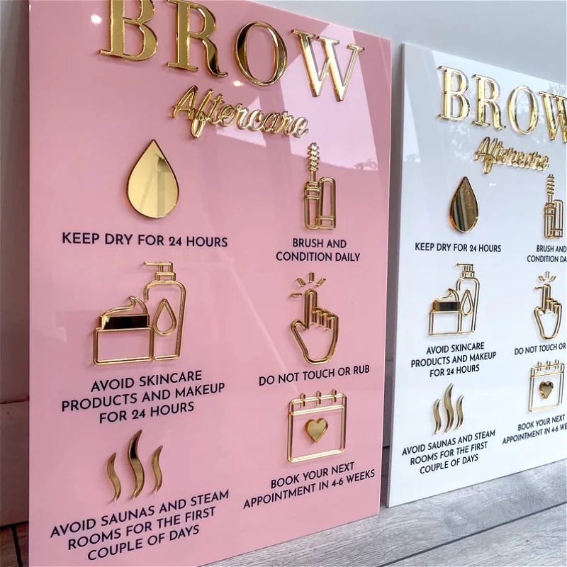 

BROW Display Sign A3 3D Perspex BROW Wall Art Beauty Salon Aesthetics Acrylic Salon and Clinic Brow Aftercare Aesthetics Sign