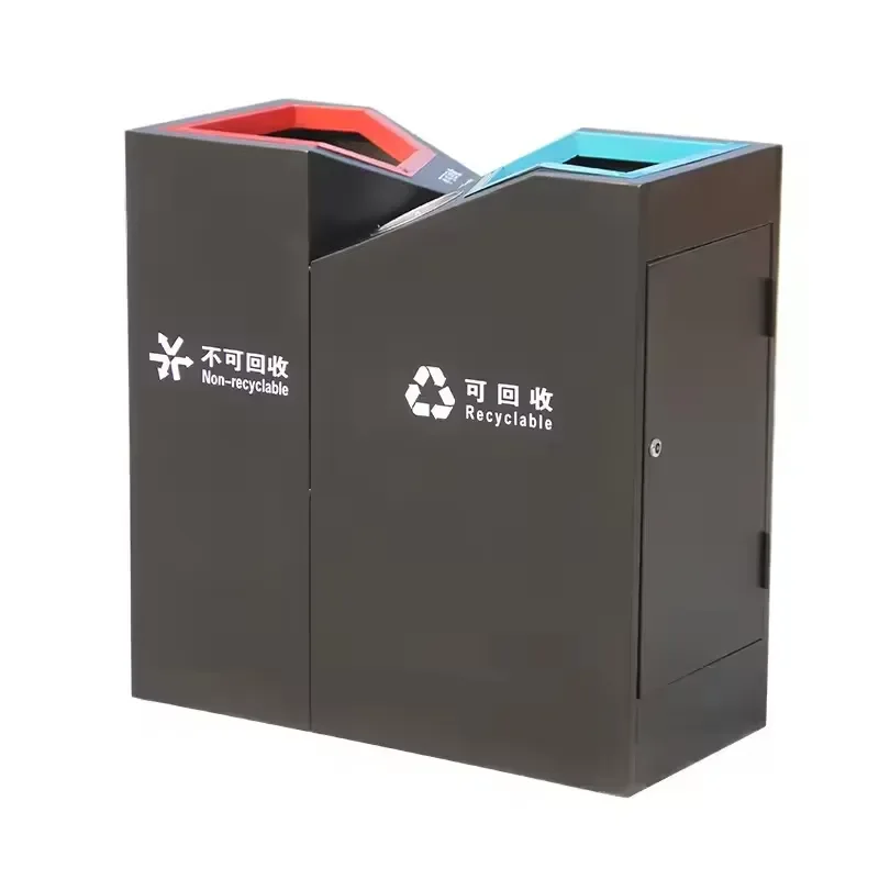 OEM/ODM Outdoor Metal Slatted Trash Receptacle Waste Receptacle Commercial Trash Cans Garbage Bin for Square Hotel Street